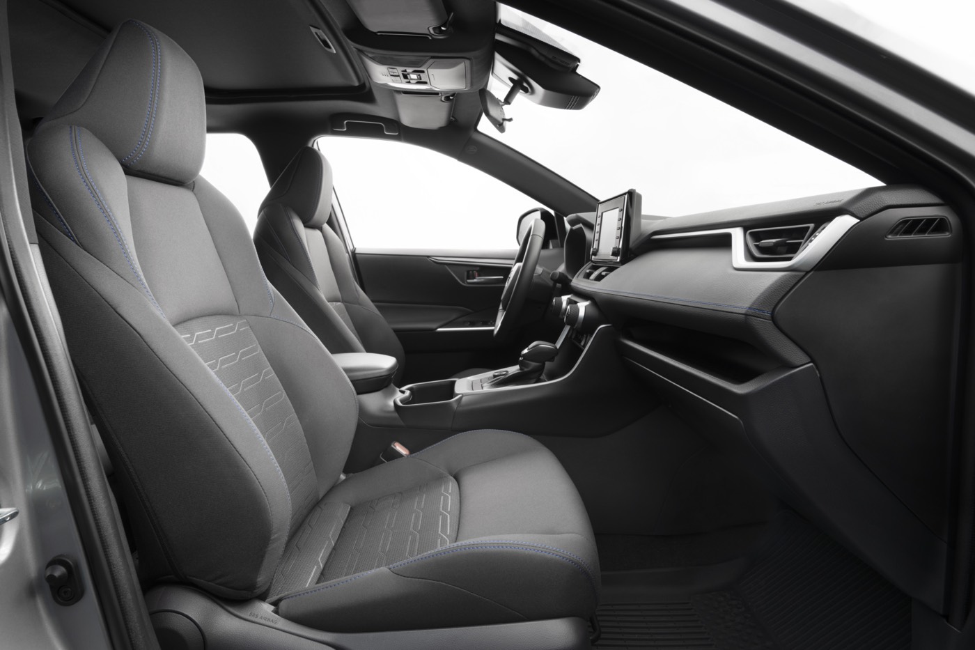 view of the front row seats and dashboard of the 2022 Toyota RAV4 hybrid